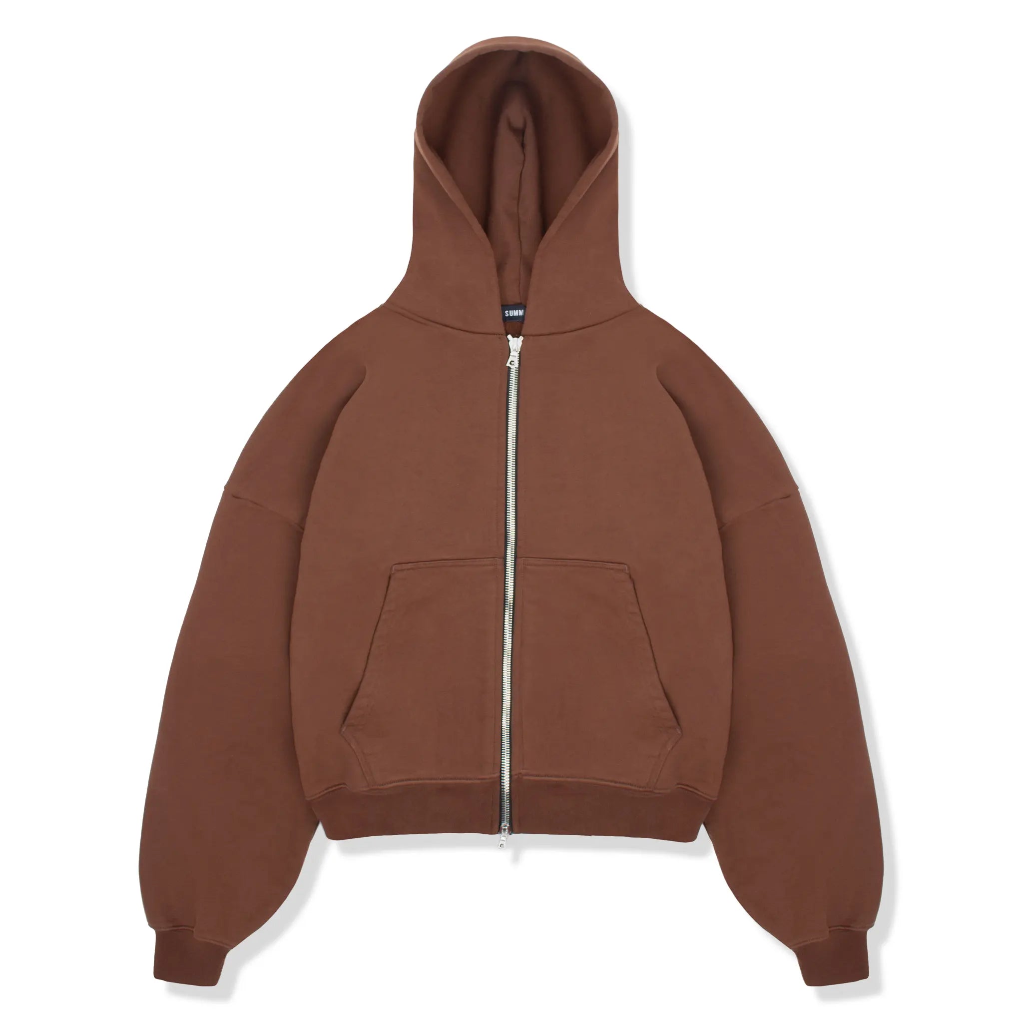 Front View of Summit Heavyweight Brown Zip-Up Hoodie 63570000